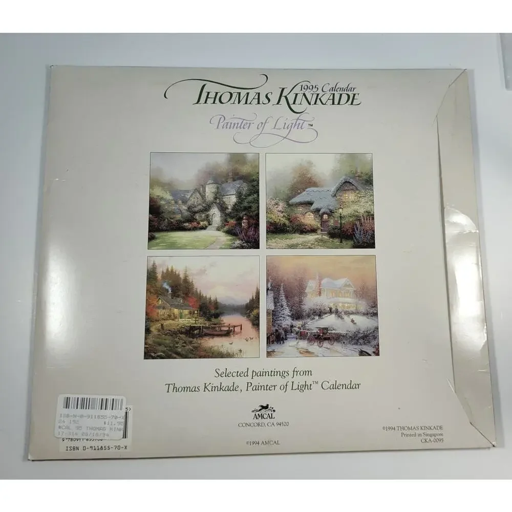 Thomas Kinkade Painter of Light Wall Calendar 1995 Frameable Artwork